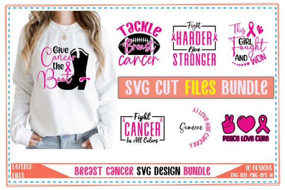 Breast Cancer SVG Bundle Vol. 1: Graphics & T-Shirt Designs