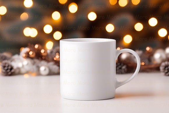 Christmas White Coffee Mug Mockup for Graphics and Mugs Amp