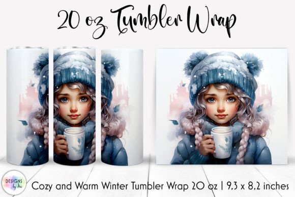Cute Little Girl with Coffee Tumbler PNG for Graphics and Tumbler Wraps