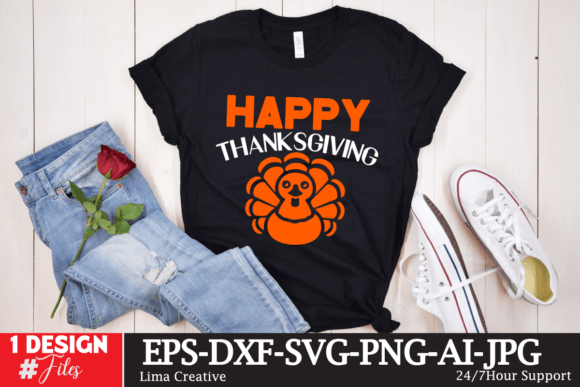 Happy Thanksgiving SVG Design for T-Shirt Graphics