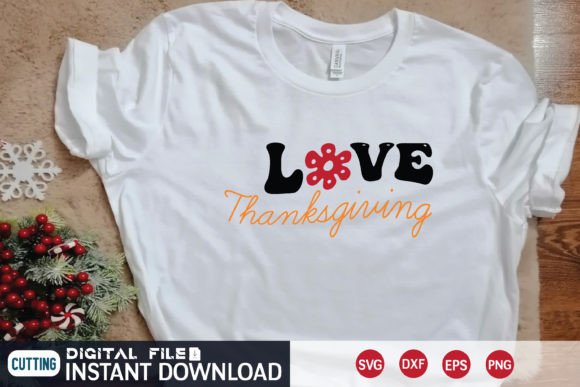 Love Thanksgiving Retro Svg Design for T-Shirt Graphics