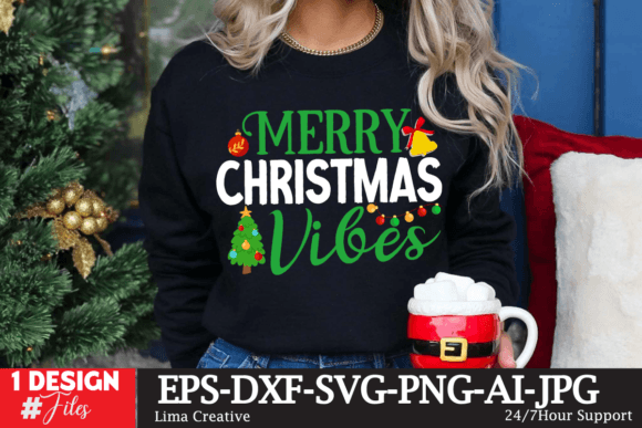 Merry Christmas Vibes SVG: A Festive T-Shirt Graphics Asset