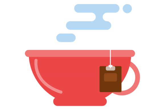 Tea Cup Con. Hot Drink Mug with Steam: A Graphics Gem