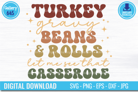 Turkey Gravy Beans and Rolls SVG for T-Shirt Designs