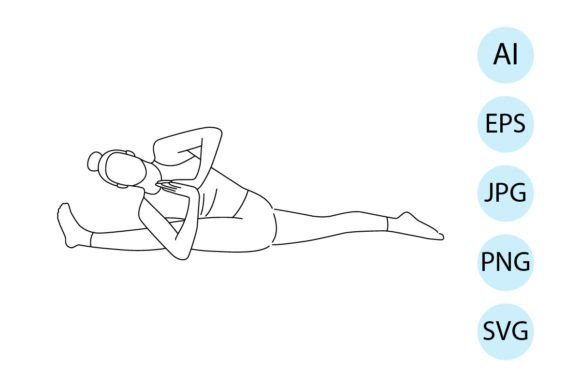 Yoga Line Art Graphics: Revolved Monkey Pose Illustrations